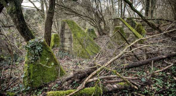 Westwall - Panzersperre bei Saarbrücken - Drachenzähne im Almet