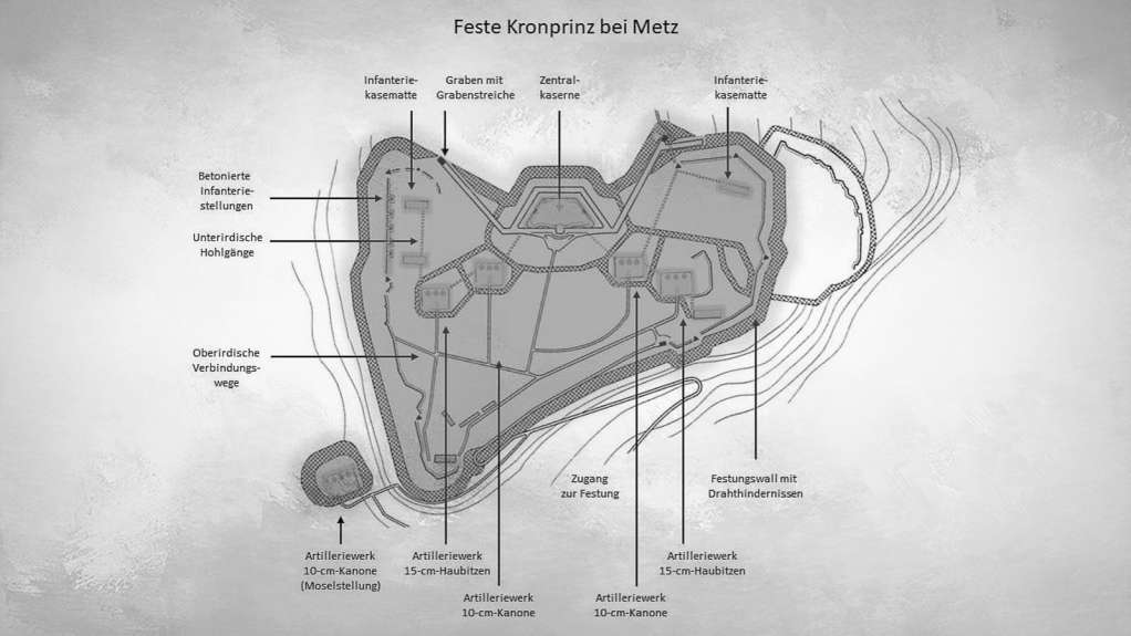 Lageplan der Feste Kronprinz bei Metz