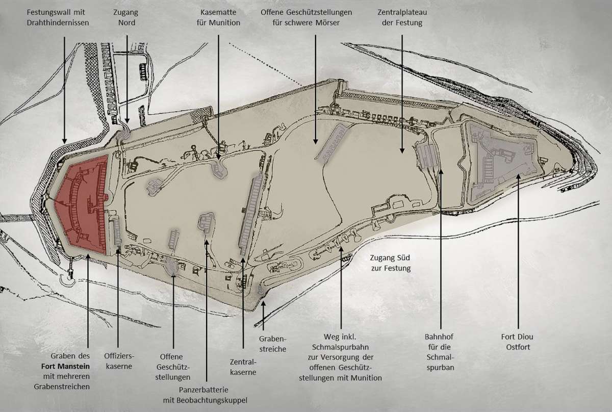 Panzerfestung - Feste Prinz Friedrich Karl bei Metz - Lageplan