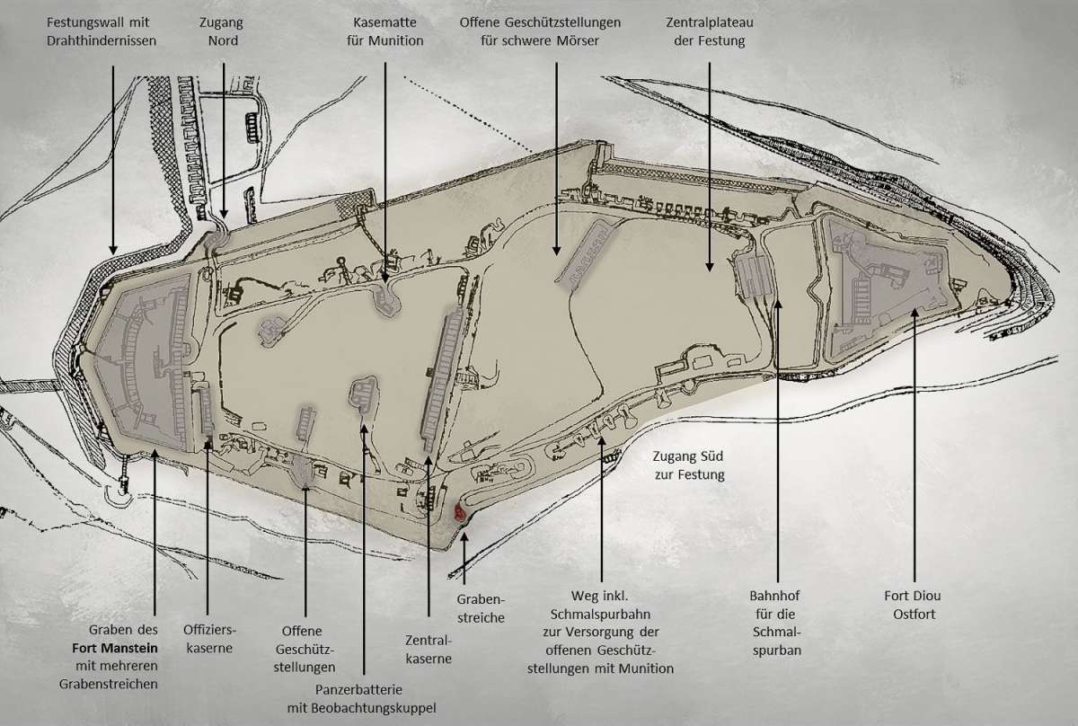 Panzerfestung - Feste Prinz Friedrich Karl bei Metz - Lageplan