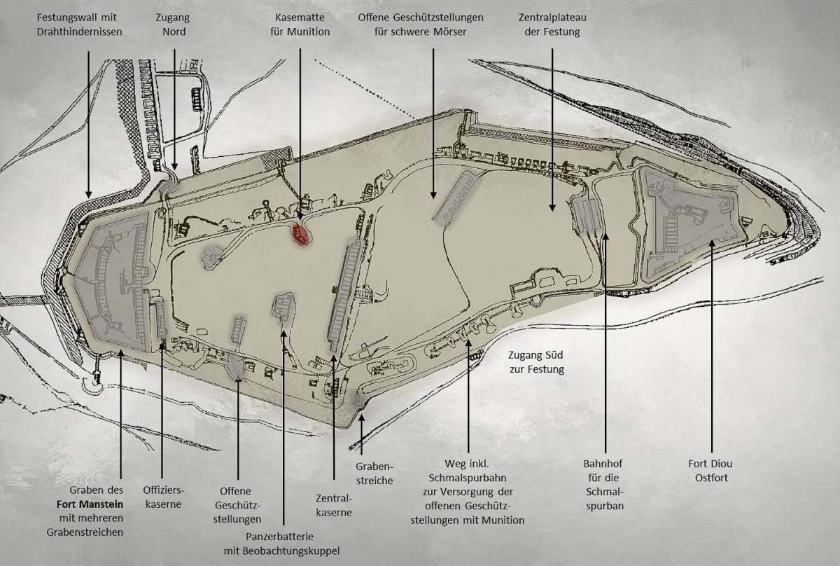 Panzerfestung - Feste Prinz Friedrich Karl bei Metz - Lageplan